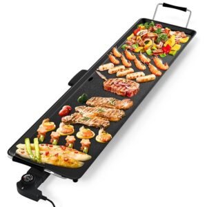 Електрическа скара-плоча 90 x 23 см, незалепваща каменна повърхност, 2000 W, с регулируем термостат и тава за събиране на мазнина.