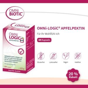 [Deals Für Dich] OMNi-LOGiC APFELPEKTIN, 84 Kapseln, Ballaststoffe, Natürliches Apfelpektin, Vegan & Lactosefrei, 63 g, für Bacteroidetes-Bakterien, ideal zur Ergänzung einer einseitigen Ernährung